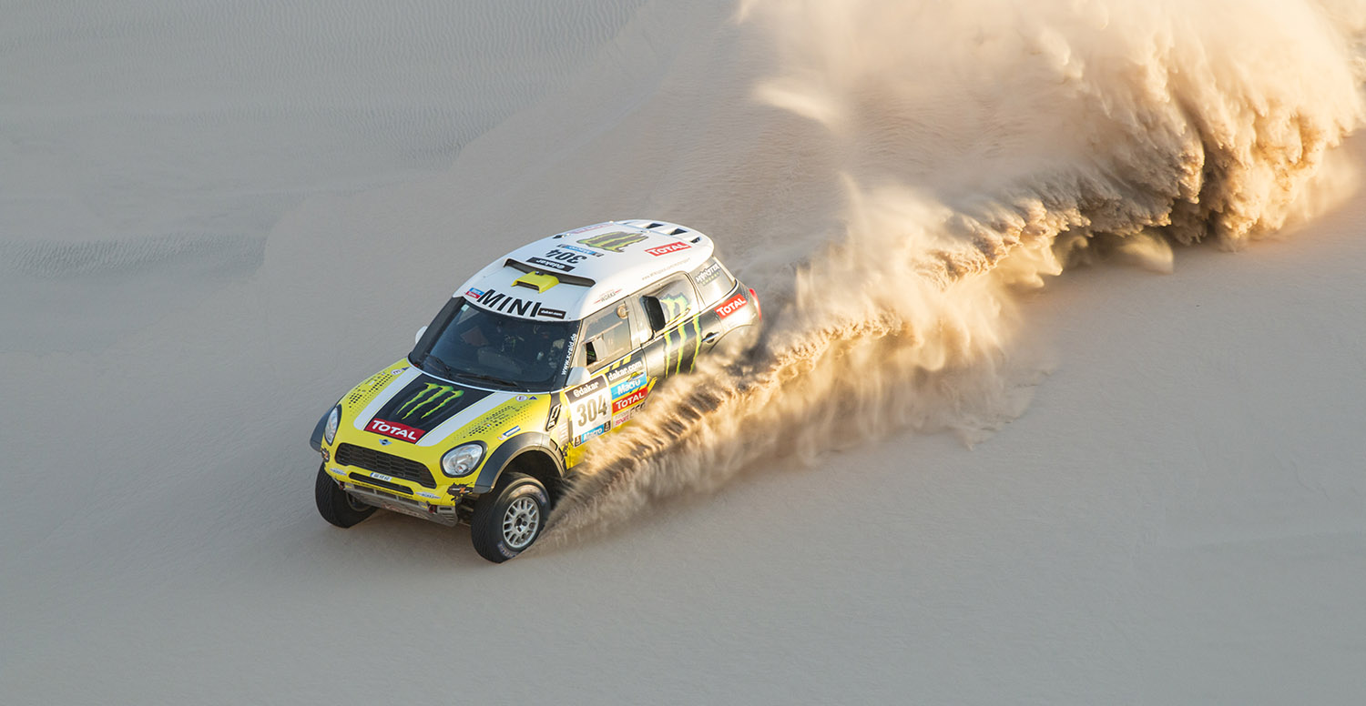 Jay Leno with a Mini rally car. Pictures by Daniel Byrne