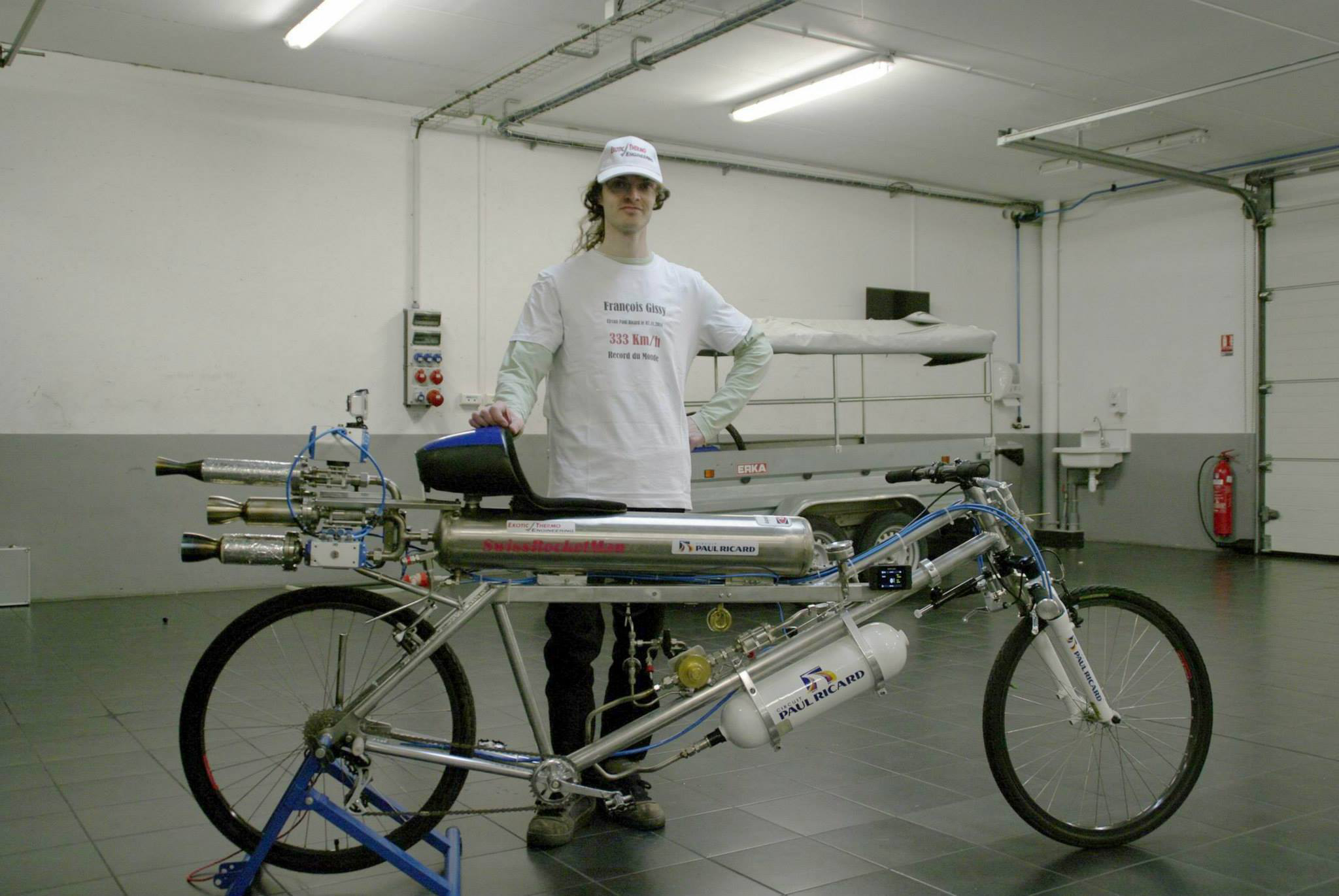 Francois Gissy with his rocket-bike