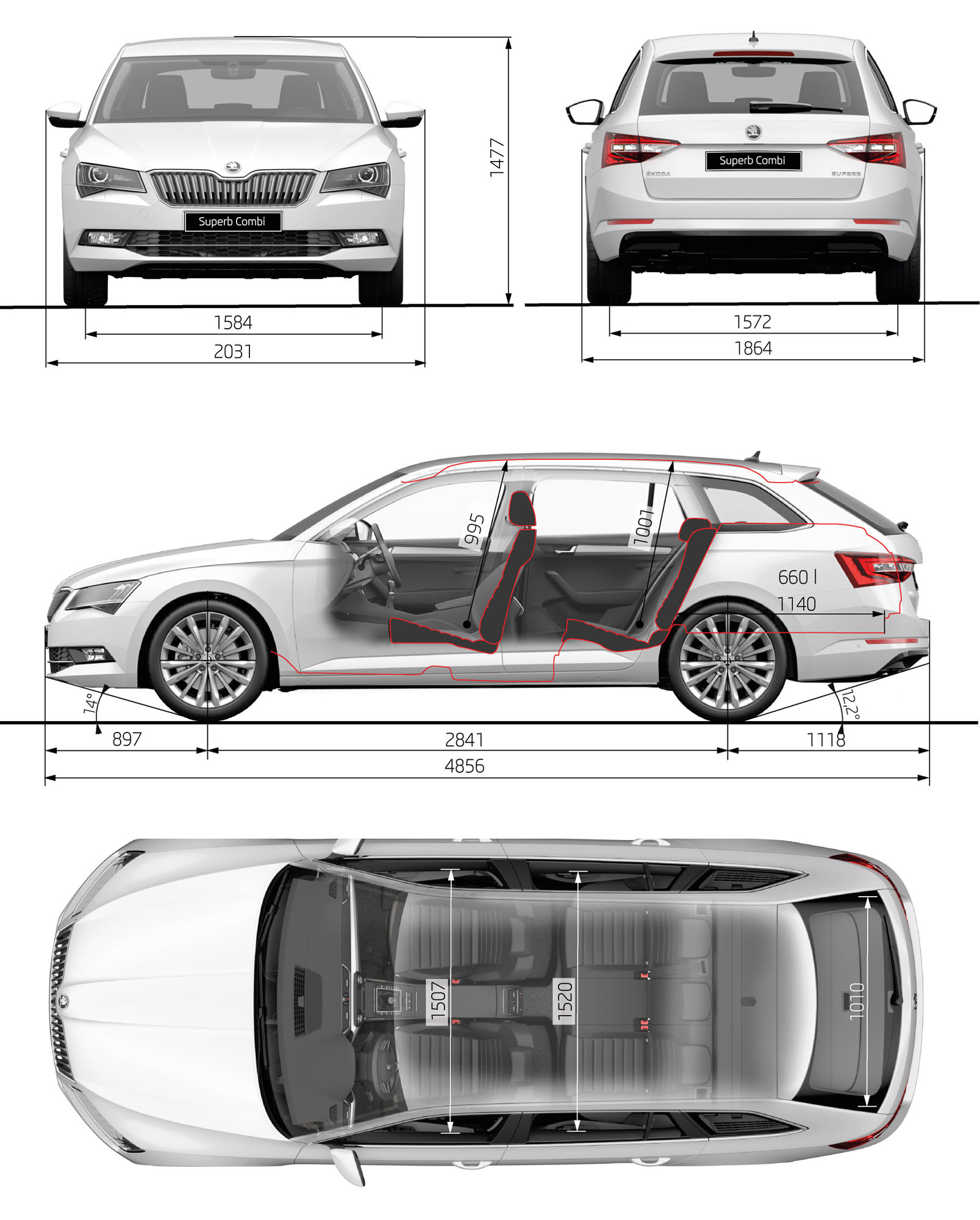 2015 Skoda Superb Estate dimensions