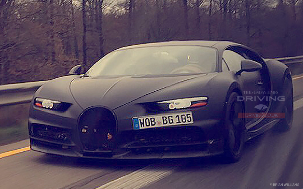 Bugatti Chiron spy shot (copyright: Brian Williams)