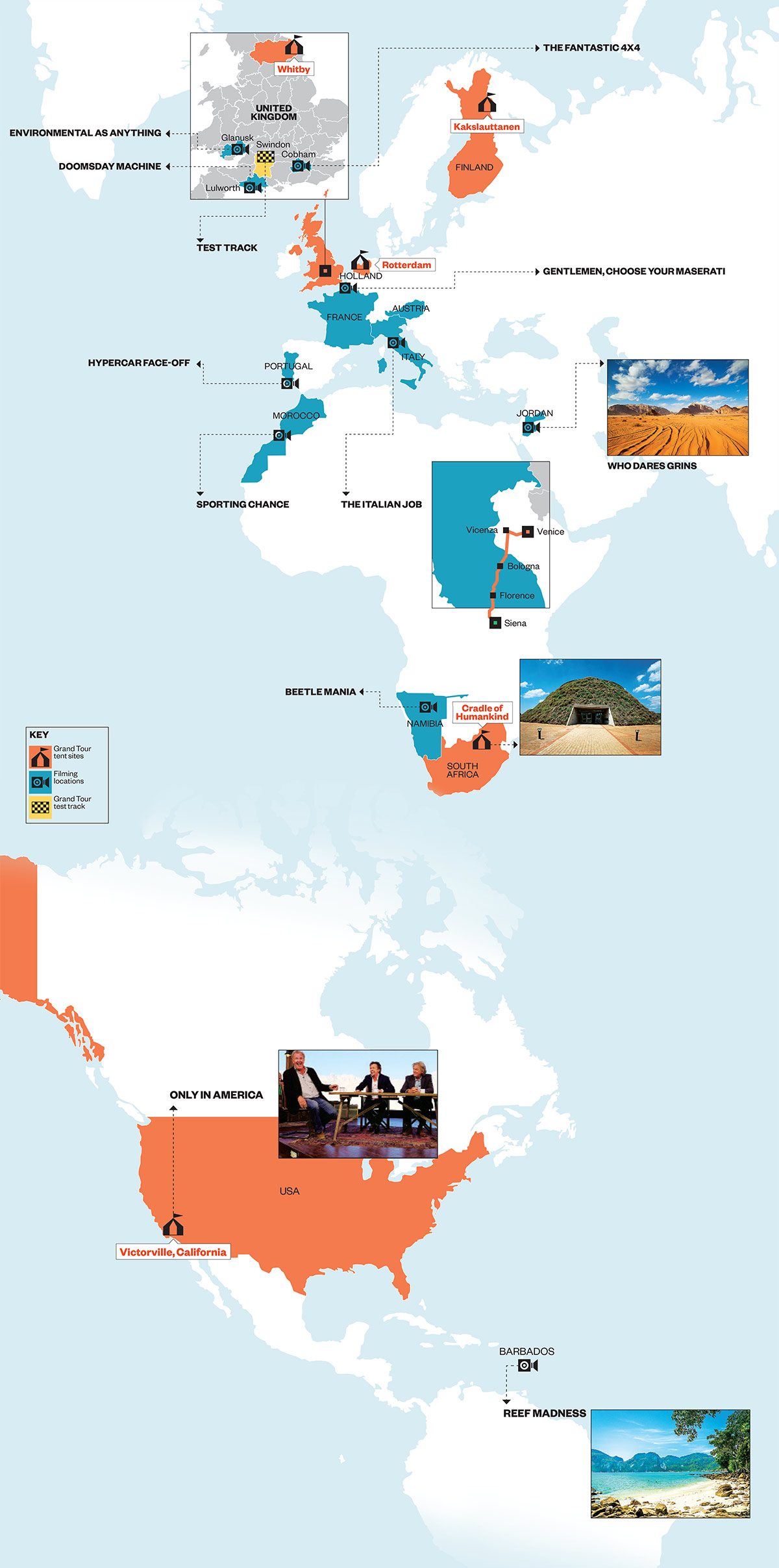 The grand tour location map