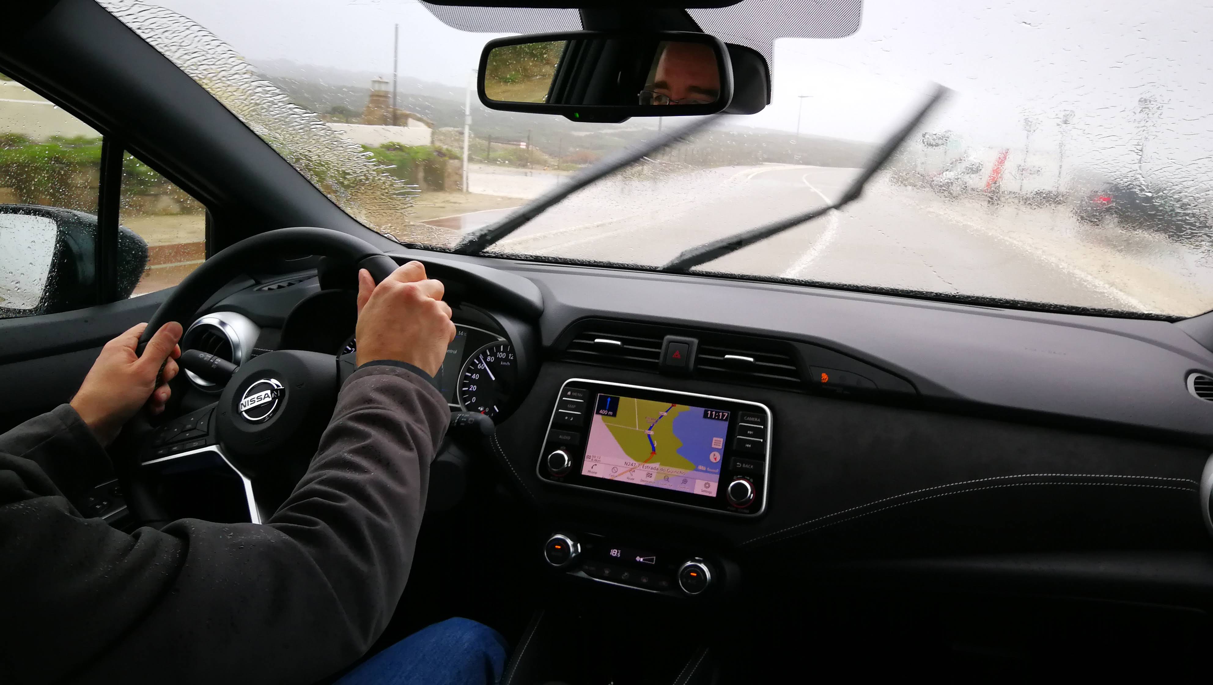 2019 Nissan Micra interior in rain