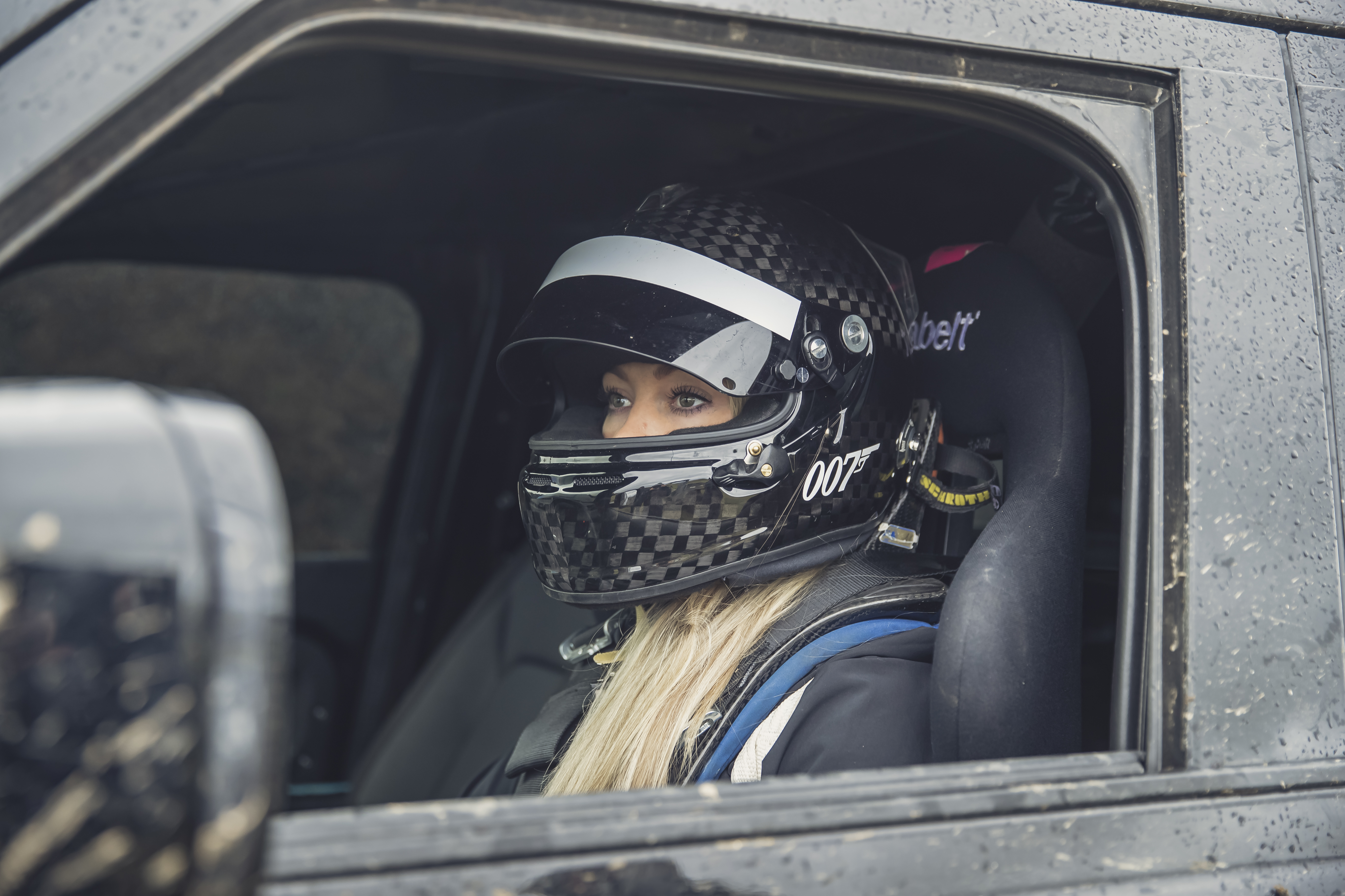 Behind the scenes of Stunt Coordinator Lee Morrison with the New Land Rover Defender featured in No Time To Die