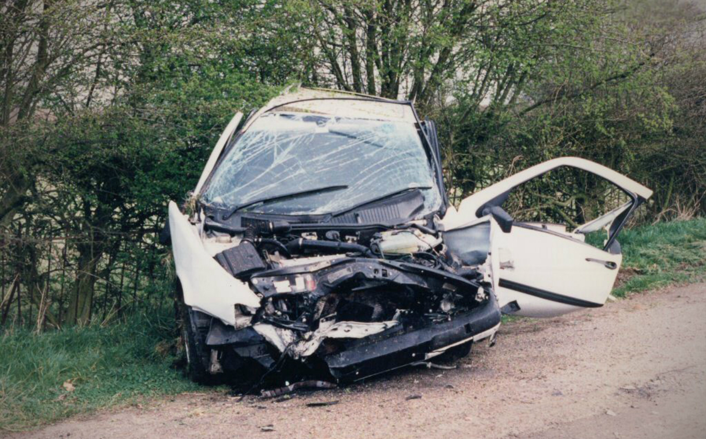 Rural road car crash