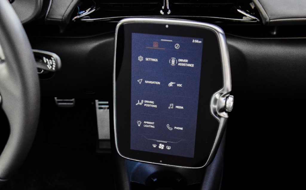 McLaren Artura touchscreen menu