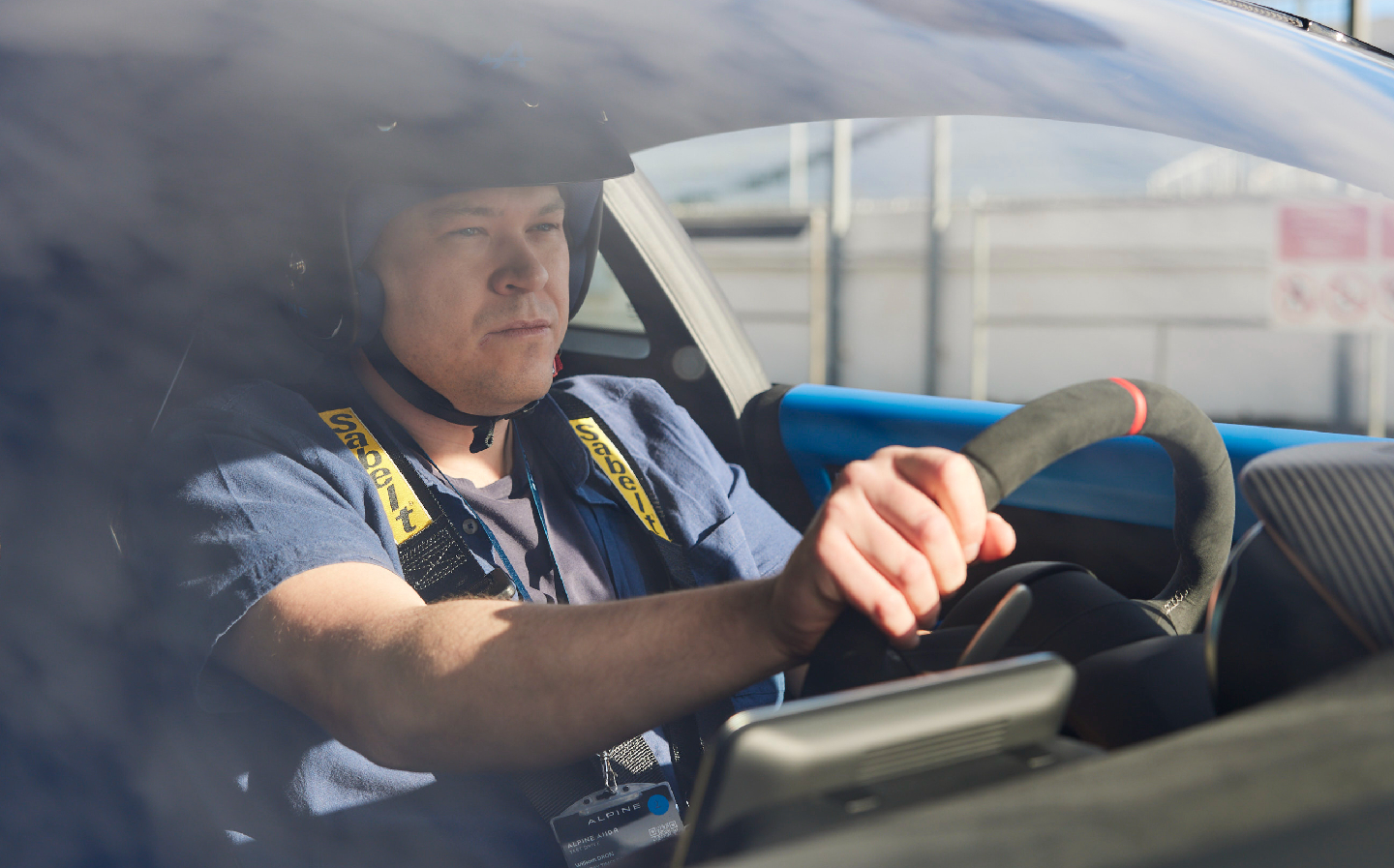 Will Dron behind the wheel of an Alpine A110 R at Jarama Circuit