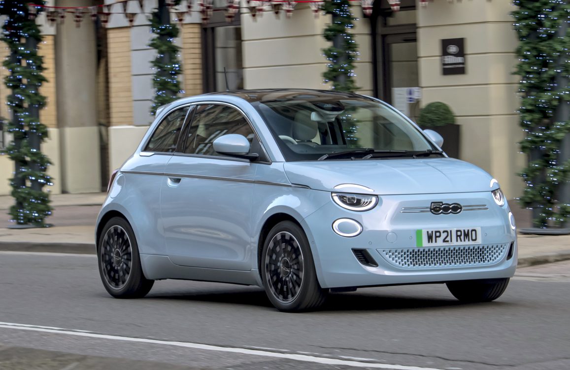 Fiat 500e on the road