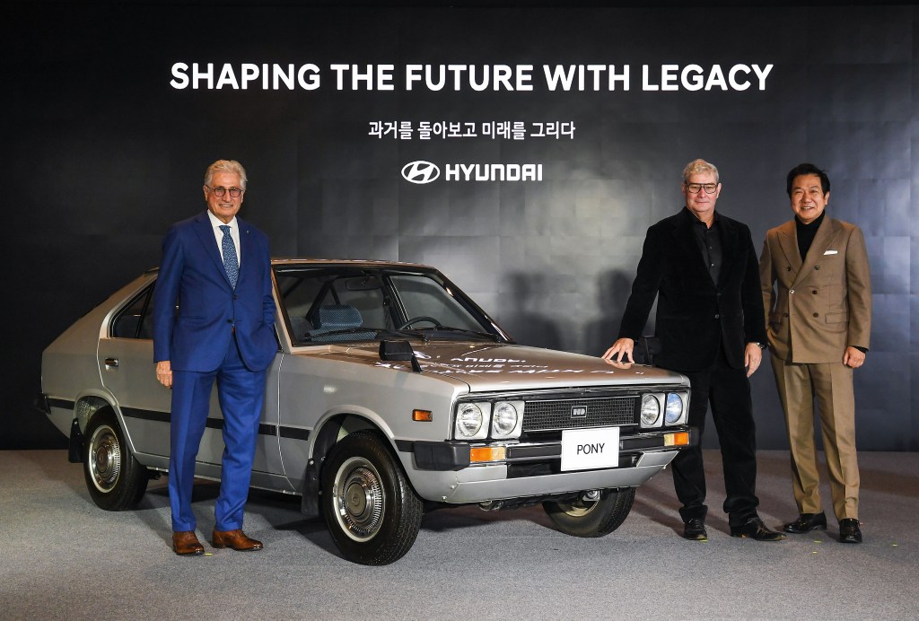 Giorgetto Giugiaro with the Hyundai Pony